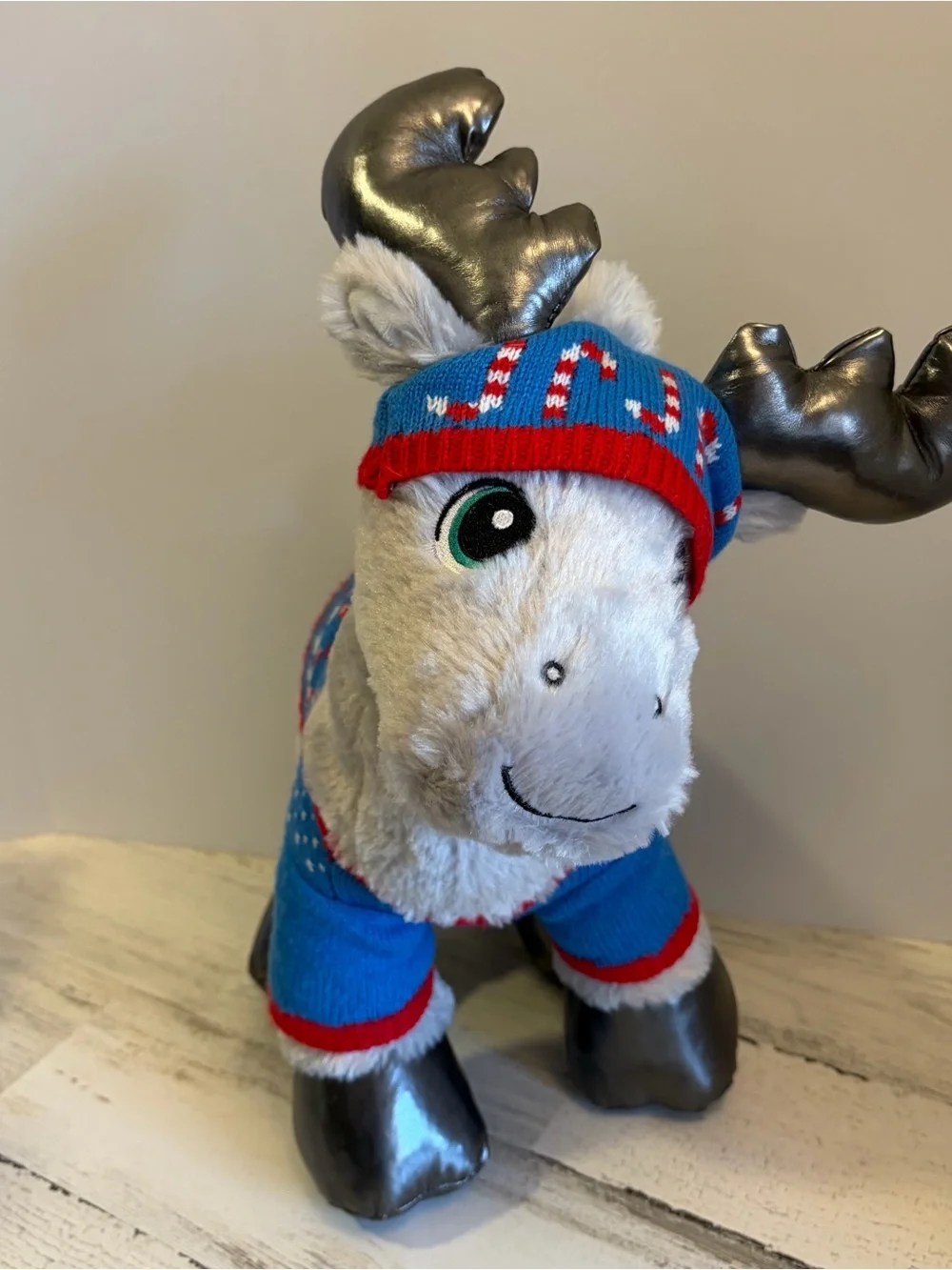Build a Bear Silver Snow Reindeer Plush Christmas